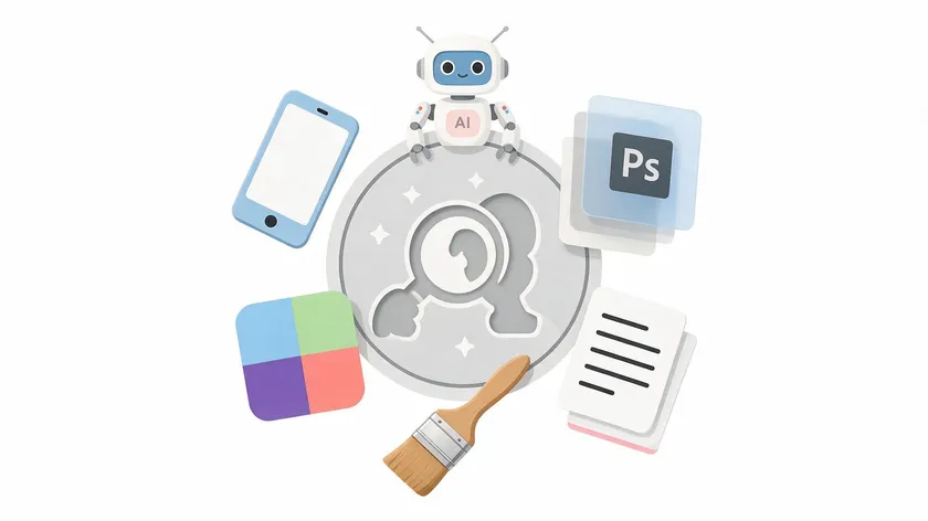 A flat illustration of icons representing different tools for removing background from photo, including AI, Photoshop, and mobile apps.