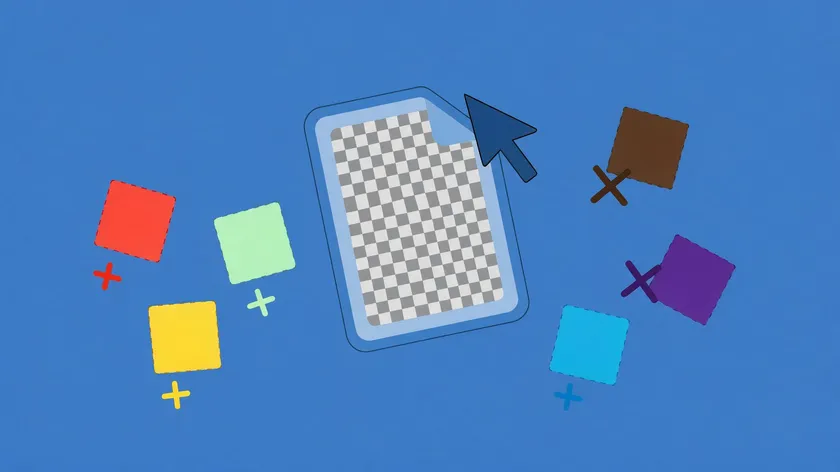 A flat illustration of a transparent PNG file with a checkerboard pattern, representing the transparency left after removing background from photo.