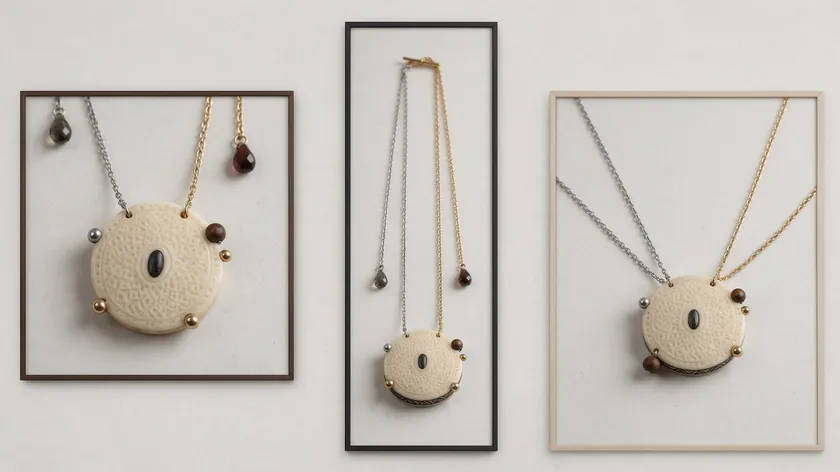 Handmade necklace shown in square, portrait, and landscape crops to illustrate Etsy thumbnail size and safe cropping.