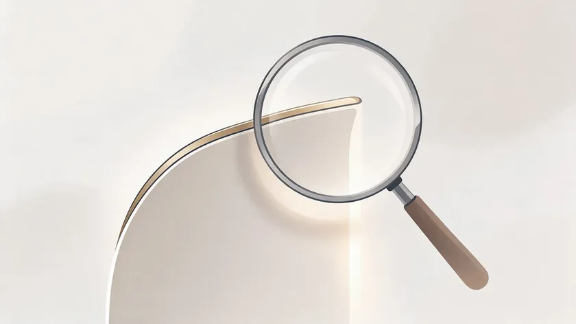 Illustration of a magnifying glass over a product cutout edge showing a thin halo, the quick check after remove background product photography.
